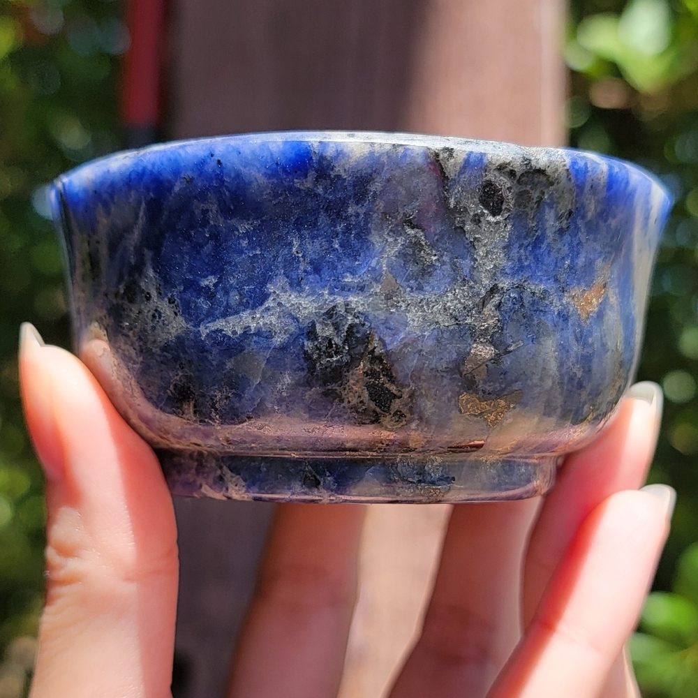 NEW 3.25" x 1.625" x 291G SODALITE WITH HEMATITE BOWL